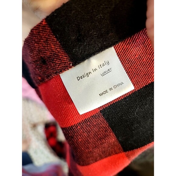 Men's Red Plaid Shirt Large Design‎ In Italy, Warm Thick Rockabilly Style - Picture 8 of 8